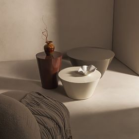 Konferenční stolek Eclipso, 60 cm, krémově bílý, lesklý