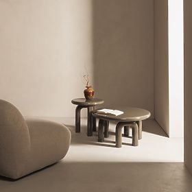 Konferenční stolek Flambe 80 cm, zelený/šedý, lesklý