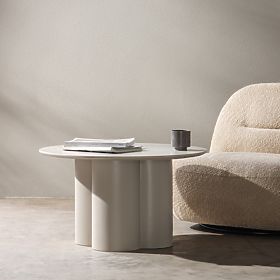 Konferenční stolek Lazaro 80 cm, kulatý, šedobéžový