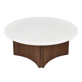 Konferenční stolek Marlo 80 cm, krémově bílý/ořech, mikrocement