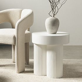 Konferenční stolek Salerno 45 cm, kulatý, bílý, s drážkováním, lectus
