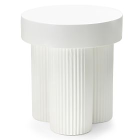 Konferenční stolek Salerno 45 cm, kulatý, bílý, s drážkováním