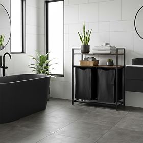 Koš na prádlo s policemi 2 komory MIRUN