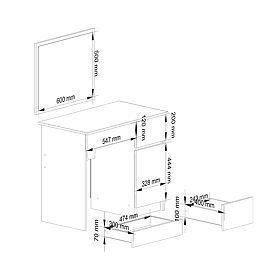 KOSMETICKÝ TOALETNÍ STOLEK S ZRCADLEM P-2/SL 500x600 PRAVÝ PK BÍLÝ