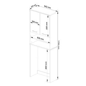KOUPELNA REGÁL FIN NAD PRAČKU BÍLÝ / METALICKÝ LESK