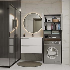 Koupelnová Skříňka nad Pračku POLA DK ANTRACIT BÍLÁ Regál Sloupek 180X64X30