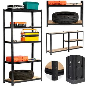 KOVOVÝ REGÁL 90x40x180 ČERNÝ