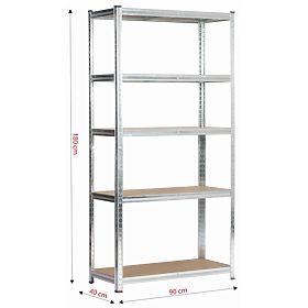 KOVOVÝ REGÁL 90x40x180 STŘÍBRNÝ