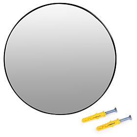 Kulaté nástěnné zrcadlo 80 cm závěsné moderní černý rám hliník ModernHome, MODERNHOME