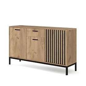 LAMINO KM-1 komoda dub craft/černá, nohy: černá 