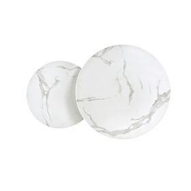 MERCURY 2 sada 2 lavic, rám - stříbrný, sklo - bílý mramor (1p=1ks), Halmar