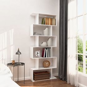 Moderní regál do obývacího pokoje mřížka 5 polic na knihy bílý