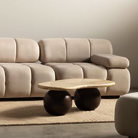 Modul pravostranný Fluf Big světle béžový, sametový