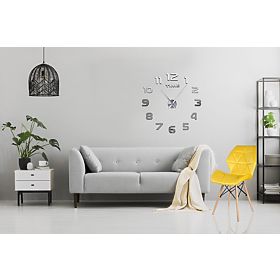 Nástěnné hodiny DIY NEPRI 65 - 130 cm - stříbrné 3D