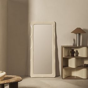 Obdélníkové zrcadlo Noelle 180x80 cm, světle béžové, lesklé