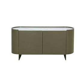 Oválná komoda Nari, zelená/šedá, spiek, lesklá