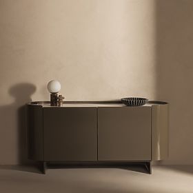 Oválná komoda Nari, zelená/šedá, spiek, lesklá