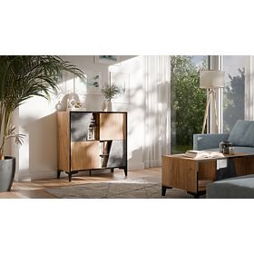 OVO regál 4D tmavý beton/ prastarý dub