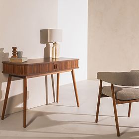 Psací stůl Clemente s lamelami, ořech