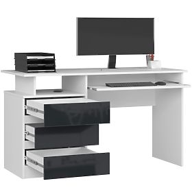 PSACÍ STŮL CLP 135cm PK BÍLÝ / GRAFIT LESK