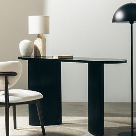 Psací stůl/konsola Pauline 140 cm, černá, lamely