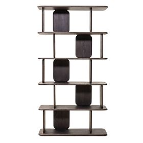 Regál Fonticelle zaoblený, masivní dubové dřevo, dýha, espresso