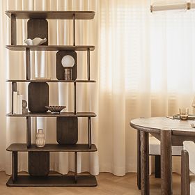 Regál Fonticelle zaoblený, masivní dubové dřevo, dýha, espresso