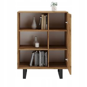 Regál skříň Fondi dub craft zlatý - černý, dekor lamely