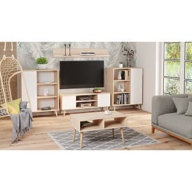 Regál skříň Fondi dub sonoma - bílá, skandinávská