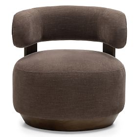 Relaxační křeslo Dolce, oblé tvary, hnědé espresso, ořech