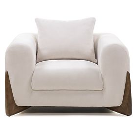 Relaxační křeslo Flou světle béžové, kaučukové dřevo, ořech