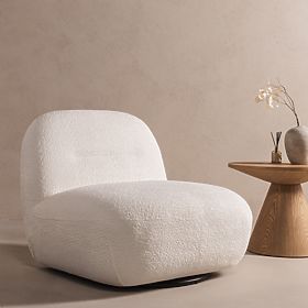 Relaxační křeslo Giorgia s otočnou základnou, krémové, boucle