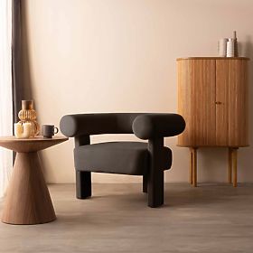 Relaxační křeslo Hella hnědé, sametové, zaoblené, lectus