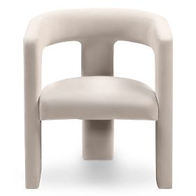 Relaxační křeslo Lory, světle béžové, sametové