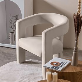 Relaxační křeslo Lory, světle béžové, sametové