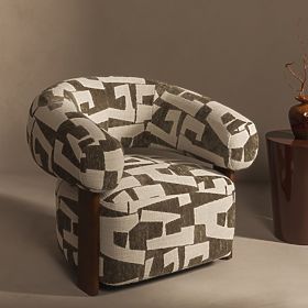 Relaxační křeslo Maribel olivově-krémové/ořech, oblé tvary, lectus