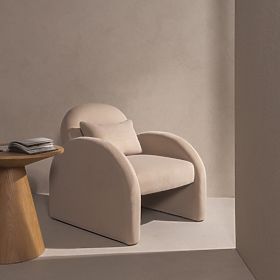 Relaxační křeslo Rainbow světle béžové, sametové, zaoblené, lectus