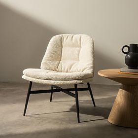 Relaxační křeslo Ravena béžové, boucle/černé nohy, lectus
