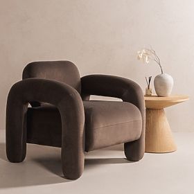 Relaxační křeslo Vico, hnědé, sametové