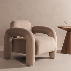 Relaxační křeslo Vico, světle béžové, sametové