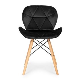 Sada 4 sametových židlí do jídelny a obývacího pokoje - černé, MODERNHOME