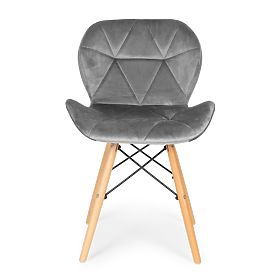 Sada 4 sametových židlí do jídelny a obývacího pokoje - šedé, MODERNHOME
