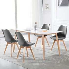 Sada 4 židlí do obývacího pokoje a jídelny s polštářem Šedé ModernHome, MODERNHOME