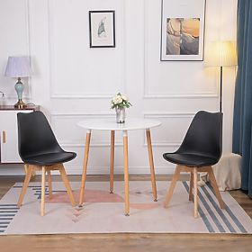Sada 4 židlí do obývacího pokoje a jídelny s polštářem z ekokůže Černé ModernHome, MODERNHOME