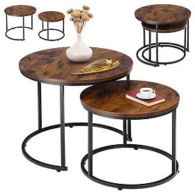 Sada dvou loftových stolků Galen Small Rustic