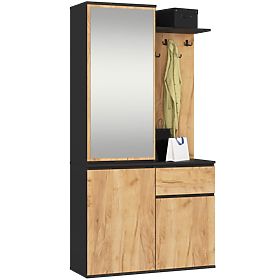 SADA NÁBYTKU DO PŘEDSÍNĚ ENTRO PK ČERNÁ / DUB CRAFT