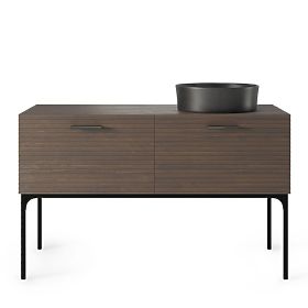 Sada skříňky s umyvadlem La Purete 120 cm, drážkovaná, ořech/černá