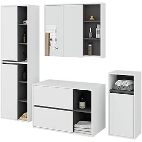 SADA ZÁVĚSNÉHO KOUPELNOVÉHO NÁBYTKU S OTVORY VAMI BÍLÁ / GRAFITOVÁ ŠEDÁ