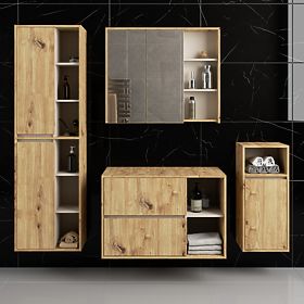 SADA ZÁVĚSNÉHO KOUPELNOVÉHO NÁBYTKU S OTVORY VAMI DUB ARTISAN / KAŠMÍR