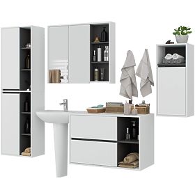 SADA ZÁVĚSNÉHO KOUPELNOVÉHO NÁBYTKU VAMI BÍLÁ / GRAFITOVĚ ŠEDÁ